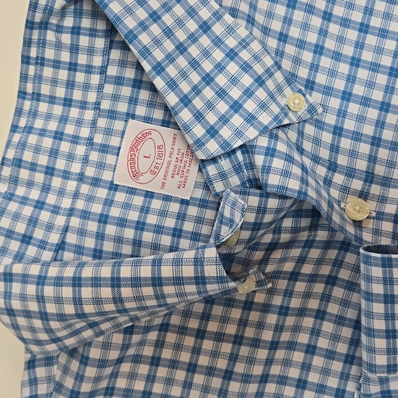 Brooks Brothers Other - Brooks‎ Brothers Original Polo Shirt Men’s L Blue Gingham Check Regular Fit